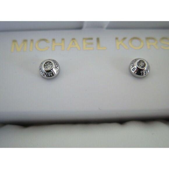 Michael Kors MKJ7931040 Silver Tone Slider Bracelet & Crystal Stud Earring Set - Picture 8 of 10